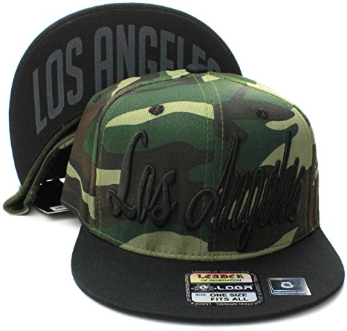 American Cities Los Angeles LA Pro Team Champions Script Flat Bill Visor Snapback Hat Cap