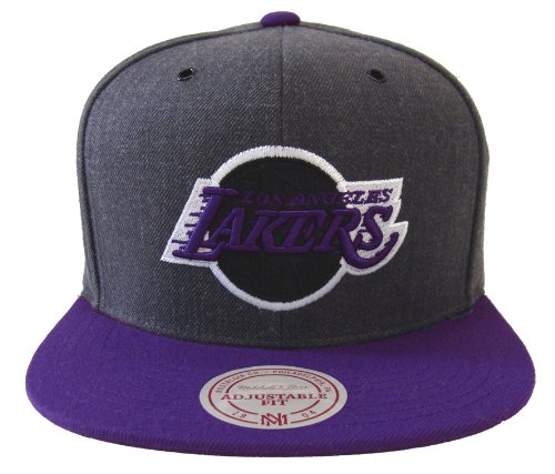Los Angeles Lakers Mitchell & Ness Logo Snapback Cap Hat Charcoal Purple