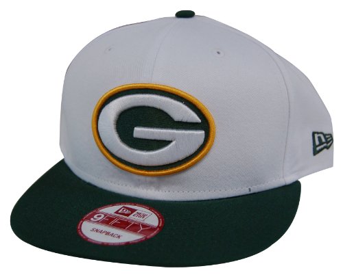 NFL Green Bay Packers White Top Snapback Cap, White/Green, One Size Fits All