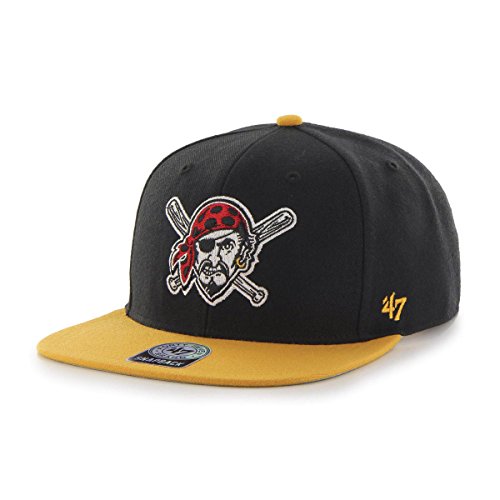 MLB Pittsburgh Pirates Sure Shot Two Tone Captain Adjustable Snapback Hat, Black, One Size