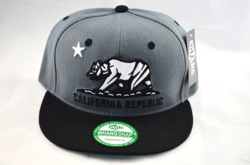 WHANG California Republic Snapbacks, Charcoal/Black