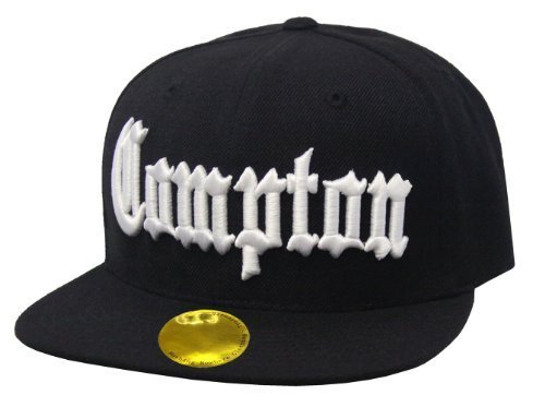 Compton Flat Bill Snapback Black Adjustable Baseball Cap Hat A.F