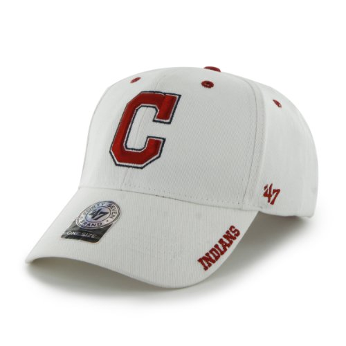 MLB Cleveland Indians 47 Brand Adjustable Frost MVP Hat, White, One Size
